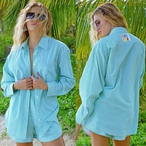 COOPER Striping Hot Just Casually Shirt and Shorts Matching Set